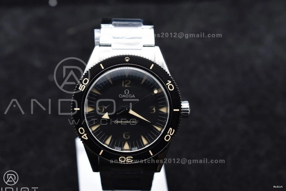 Best Super SS 1:1 300 Edition Heritage Black VSF Seamaster Clone A8912 on Bracelet Dial 0104